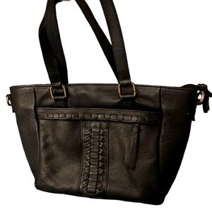 Pebbled leather handbag from Great American Leather Co- vintage purse in black